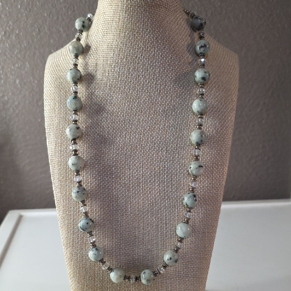 Sesame Aka Kiwi Jasper Beaded Necklace